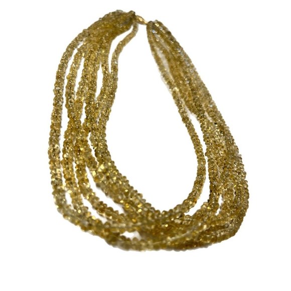 MULTI STRAND BEADED CITRINE AND 14K GOLD NECKLACE GEMSTONE CRYSTALS - Picture 4 of 7